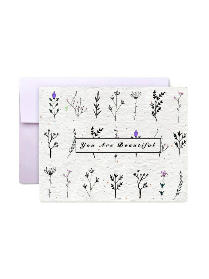 You Are Beautiful Wild Flower Seed Paper Card for wholesale by Artsy Em
