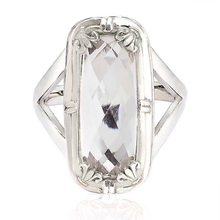 Rechteckiger Bergkristallring für den Großhandel von Anatoli Jewelry