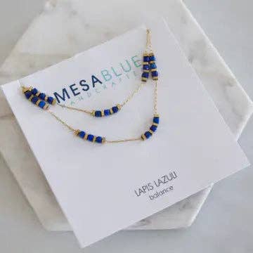 Mesa Blue – wholesale Beaded/pearl necklace – Square Gemstone Beaded Necklace1