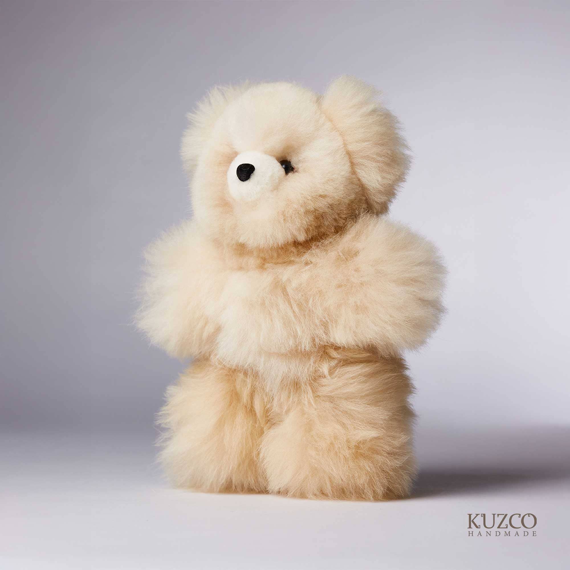 KuzcoHandmade - Wholesale Stuffed/Plush Toy - Kids & Baby - Beige Alpaca Fur Teddy Bear – Ethically Handmade, 15 inches2