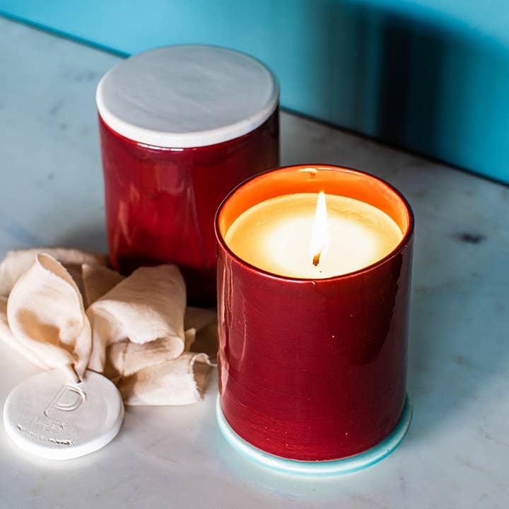 Cicimandrum Bordeaux & Turquoise Blue Candle for wholesale by MAISON PICHON UZES