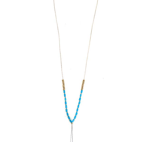 Andrea Bijoux - Wholesale Pendant/Charm Necklace - Elongated Thin Bead Bar Pendant Necklace7
