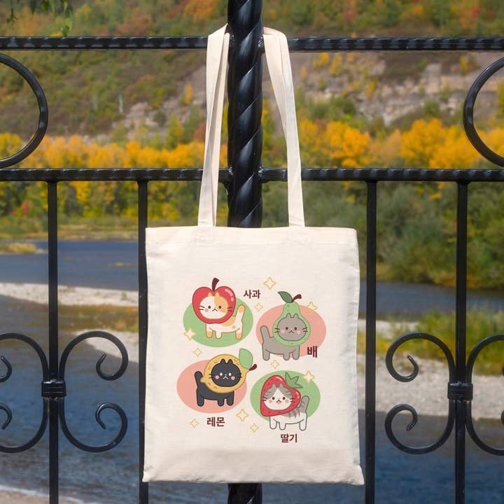 Lucky Luna Apparel - Wholesale Tote bag – Women's - Kawaii Fruit Cats Tote Bag2