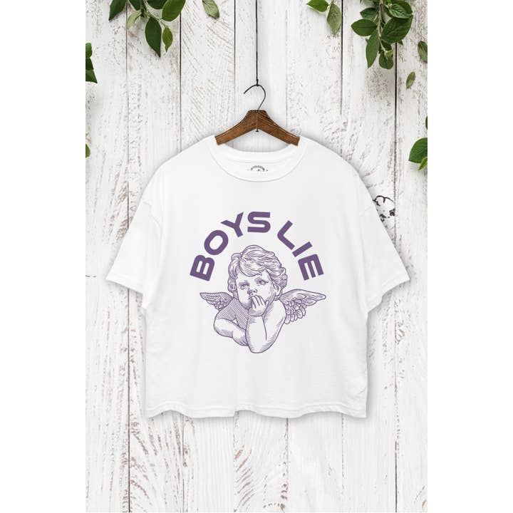 TOP CORTO DE ALGODÓN CON GRÁFICO DE ÁNGEL BEBÉ DE BOYS LIE para venta al por mayor de VINTAGE POINT USA