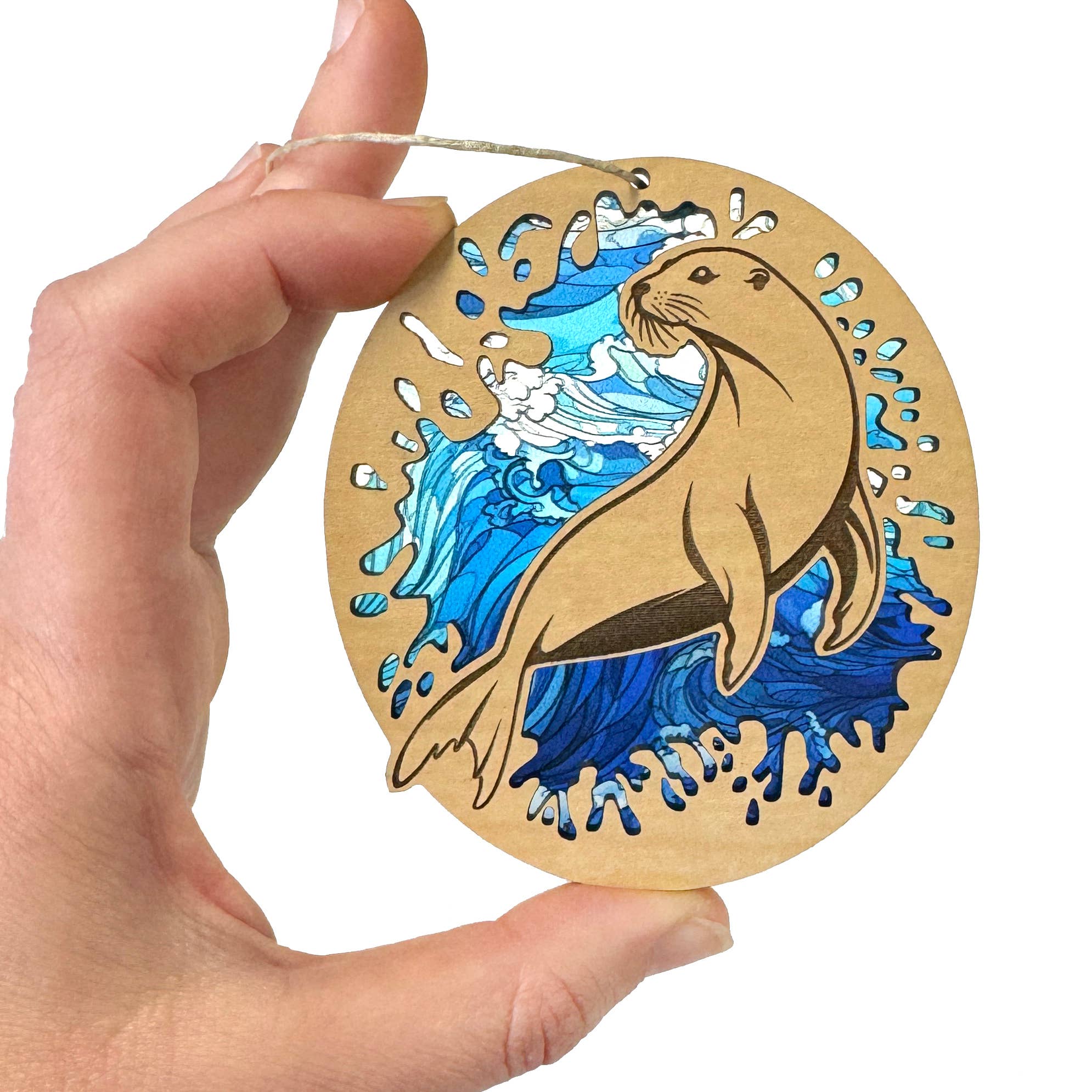 Art by Sharell - Wholesale Ornament - Sea Lion Ornament | Coastal Hanging Decor3