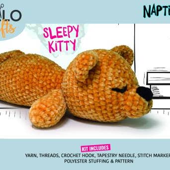 Knitty Critters - NapTime Crochet Kit - Sleepy Kitty for wholesale by Creative World of Crafts