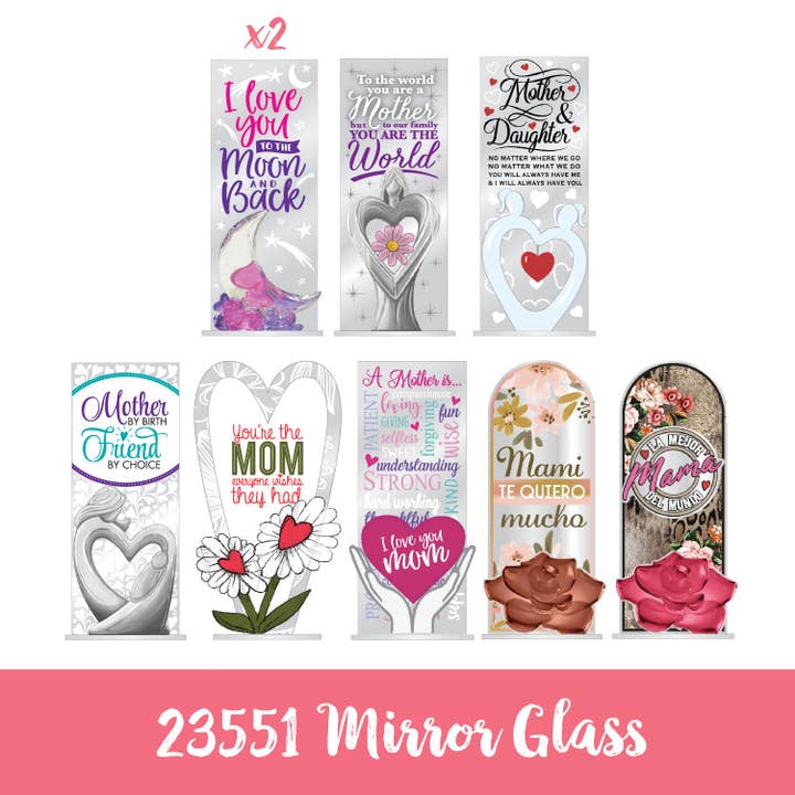 Mother's Day Mom Mirrored Glass Keepsake Assortment- 9/Pack for wholesale by Novelty Closeout