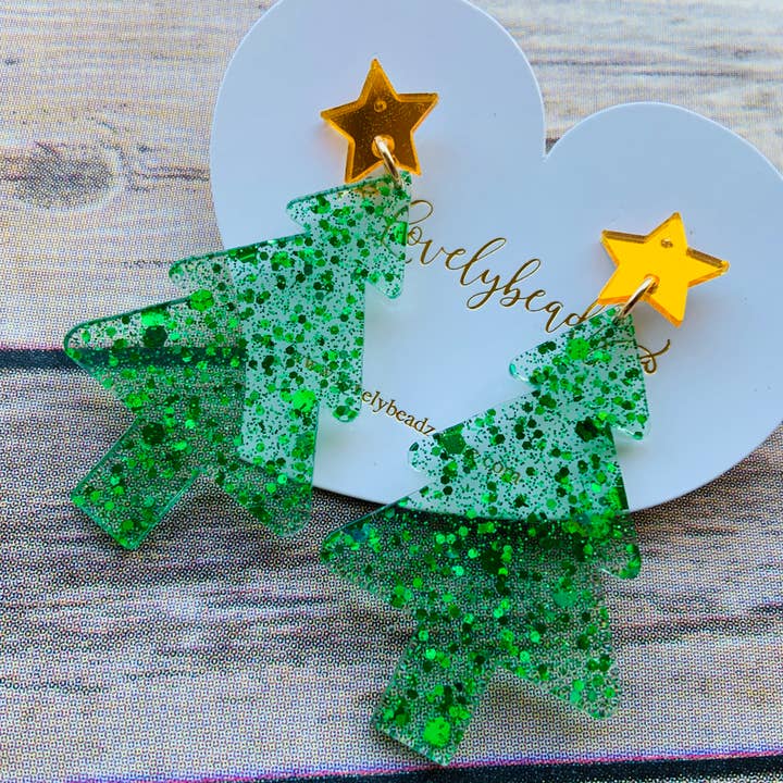 Christmas tree earrings - stars for wholesale by Lovelybeadz