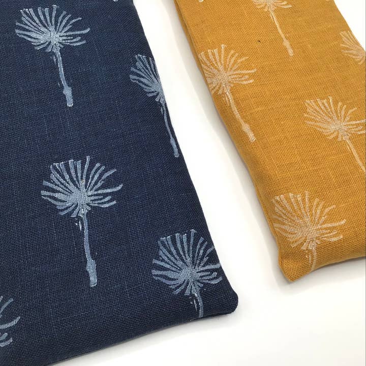Block printed Lavender eyepillow with Dandelion design for wholesale by Fastsoft Press