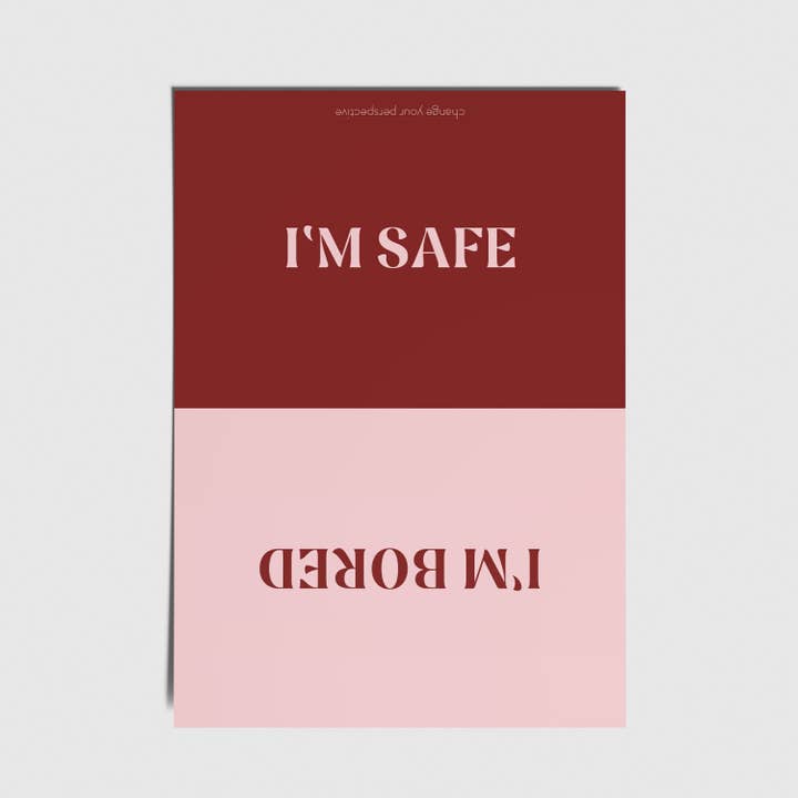 studio mirabella - Wholesale Everyday Greeting Card - I'm bored - I'm safe - A6 postcard1