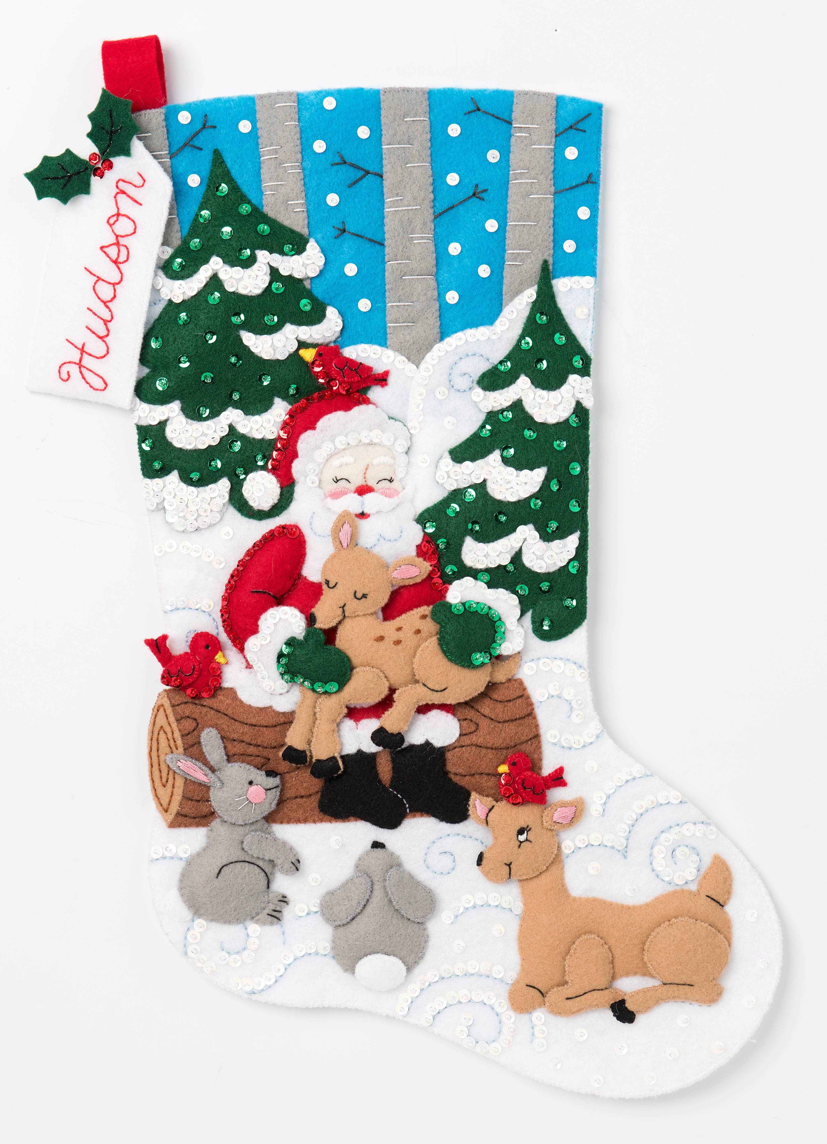 Plaid Crafts - Wholesale Craft Sewing Kit - Bucilla ® Seasonal Felt Stocking Kit Santa’s Forest Friends1