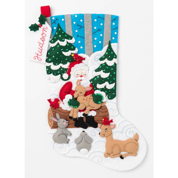 Plaid Crafts - Wholesale Craft Sewing Kit - Bucilla ® Seasonal Felt Stocking Kit Santa’s Forest Friends1