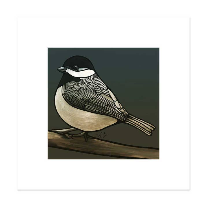 Signed & Matted Print - Black-Capped Chickadee for wholesale by Unperfekt Studios