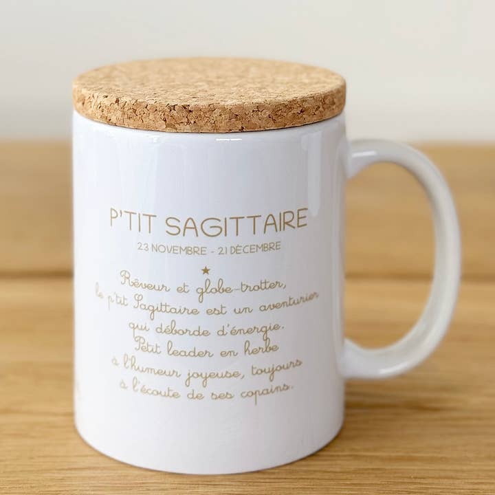 Marcel & Lily - Vendita all'ingrosso Tazza - Tazza astro kid "Piccolo Sagittario" con coperchio in sughero2