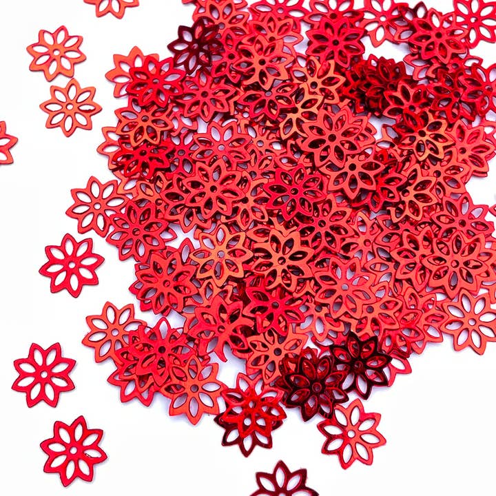 Flor - 9mm - Plana - Rojo Brillante (S222) para venta al por mayor de Colour Streams