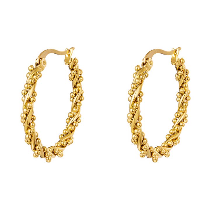 Orecchini a Cerchio attorcigliati con catena di perline per la vendita all'ingrosso da parte di SHINE BUY