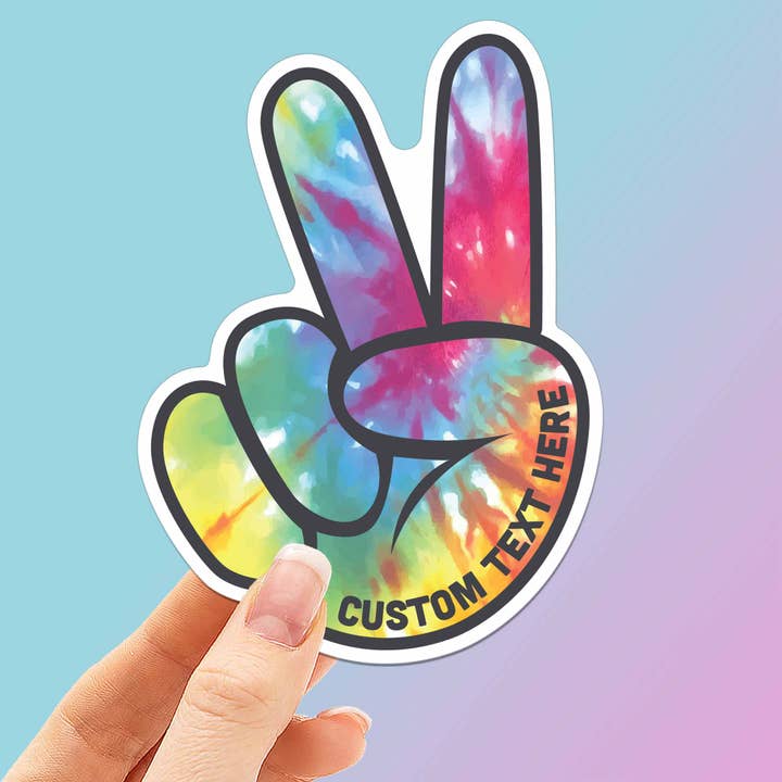 Custom Tie Dye Peace Sign Sticker - Beach Name Drop Decal for wholesale by Sentinel Supply