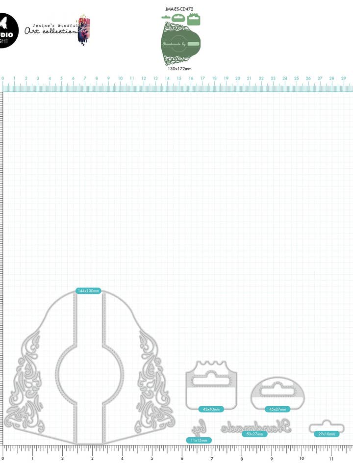 JMA Cutting Die Card Display Essentials 130x172x1mm 7 PC nr.472 for wholesale by Ecstasy Crafts Distributing