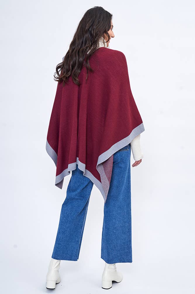 Hana - Venta al por mayor Poncho - Mujer - Ruana ribeteada con correa para el hombro7