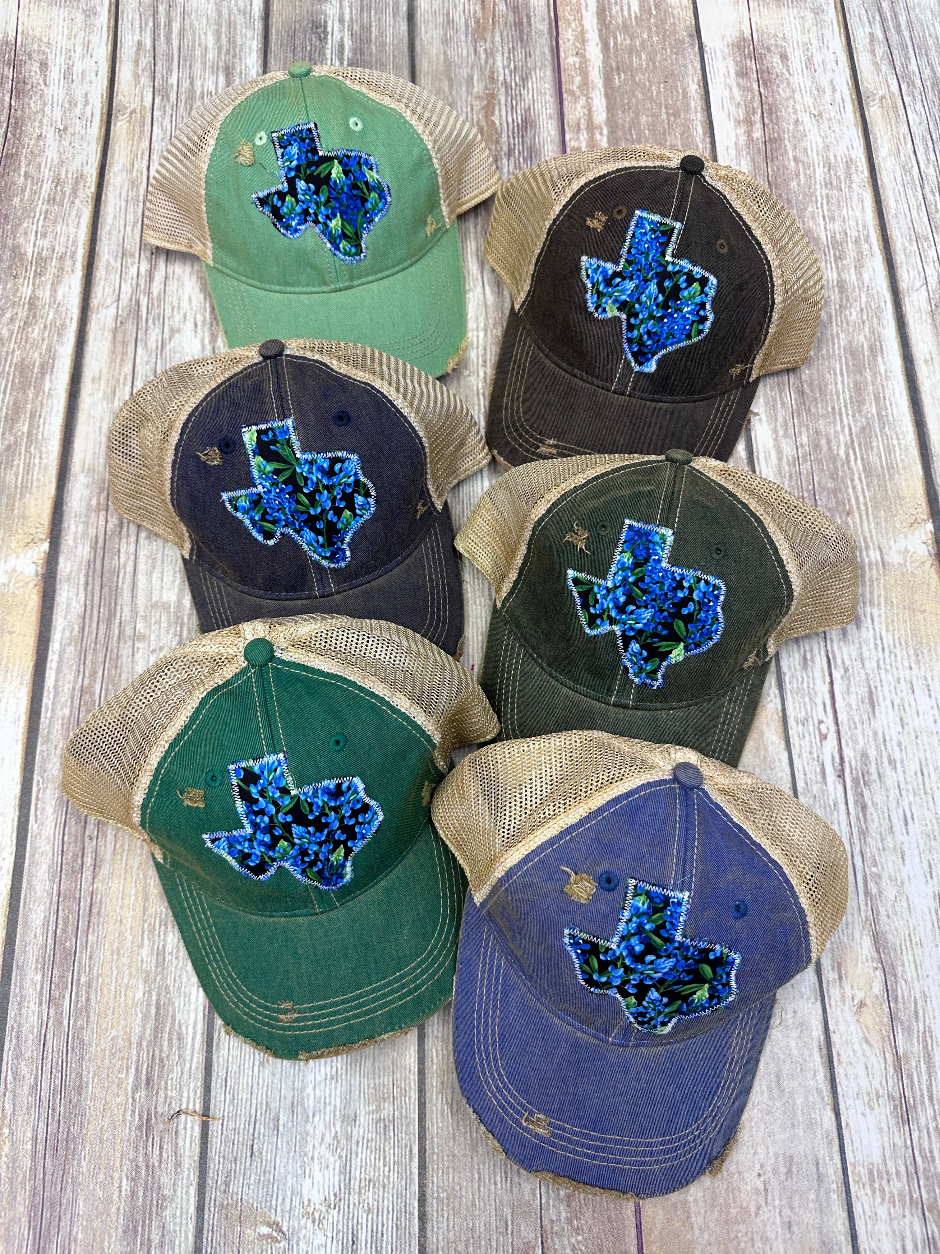 Sweet Texas Treasures - Wholesale Trucker Hat - Unisex - Bluebonnet Dirty Trucker Hat0
