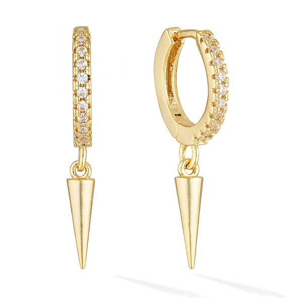 Pavé Manhattan Huggies - Yellow Gold for wholesale by Glacier Mist