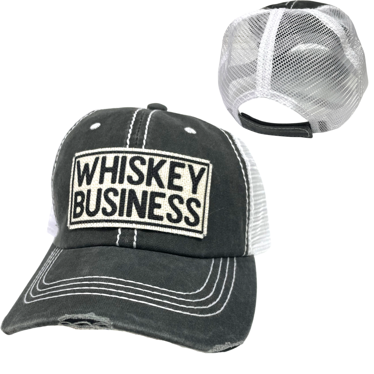 dkhandmade - Wholesale Trucker Hat - Unisex - WHISKEY BUSINESS BALL CAP | UNISEX HAT | DISTRESSED3