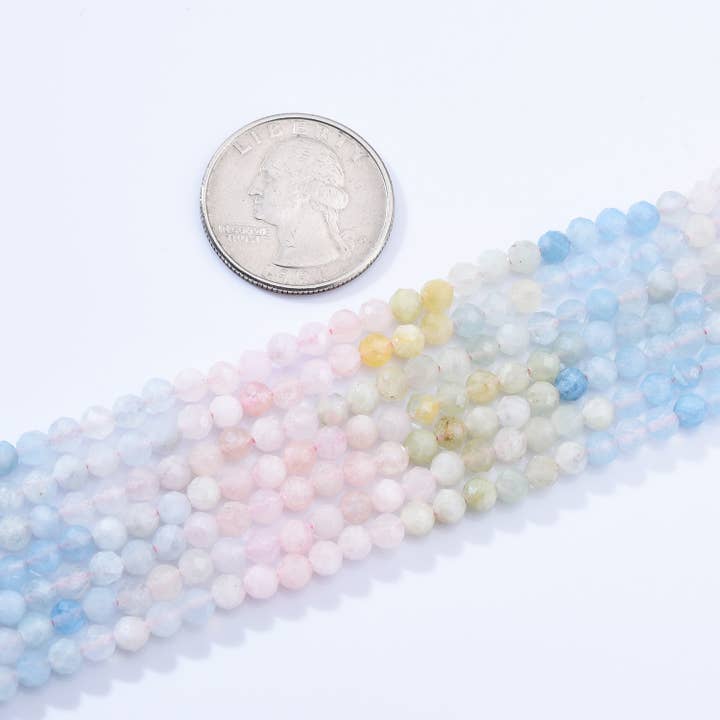 Beads Creation - Wholesale Beads - AAA Morganite 4mm Faceted Round Gemstone Beads PRP10426