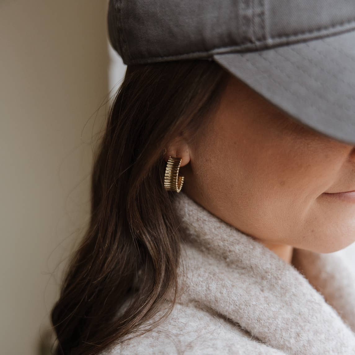 True by Kristy Jewelry - Wholesale Hoop Earrings - Rio Textured Hoops Earrings Gold Filled4