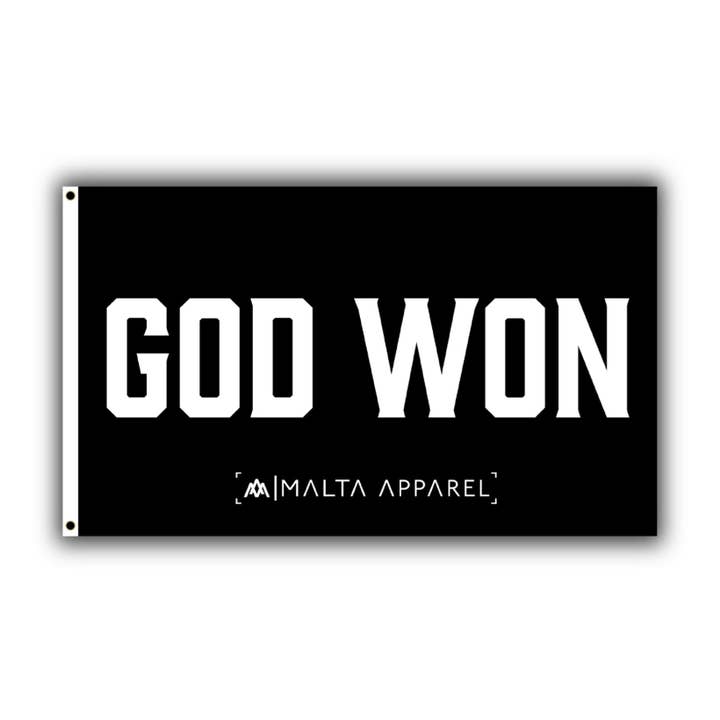 ‘God Won’ Flag for wholesale by Malta Apparel LLC