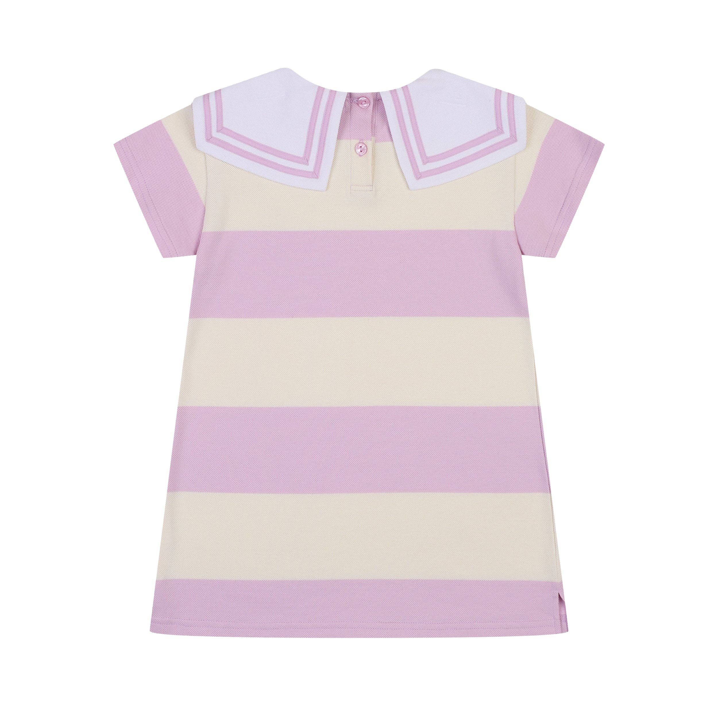 ToTo Heros - Wholesale Dress - Kids - Cruz Striped Pointy Collar Piqué Polo Dress2