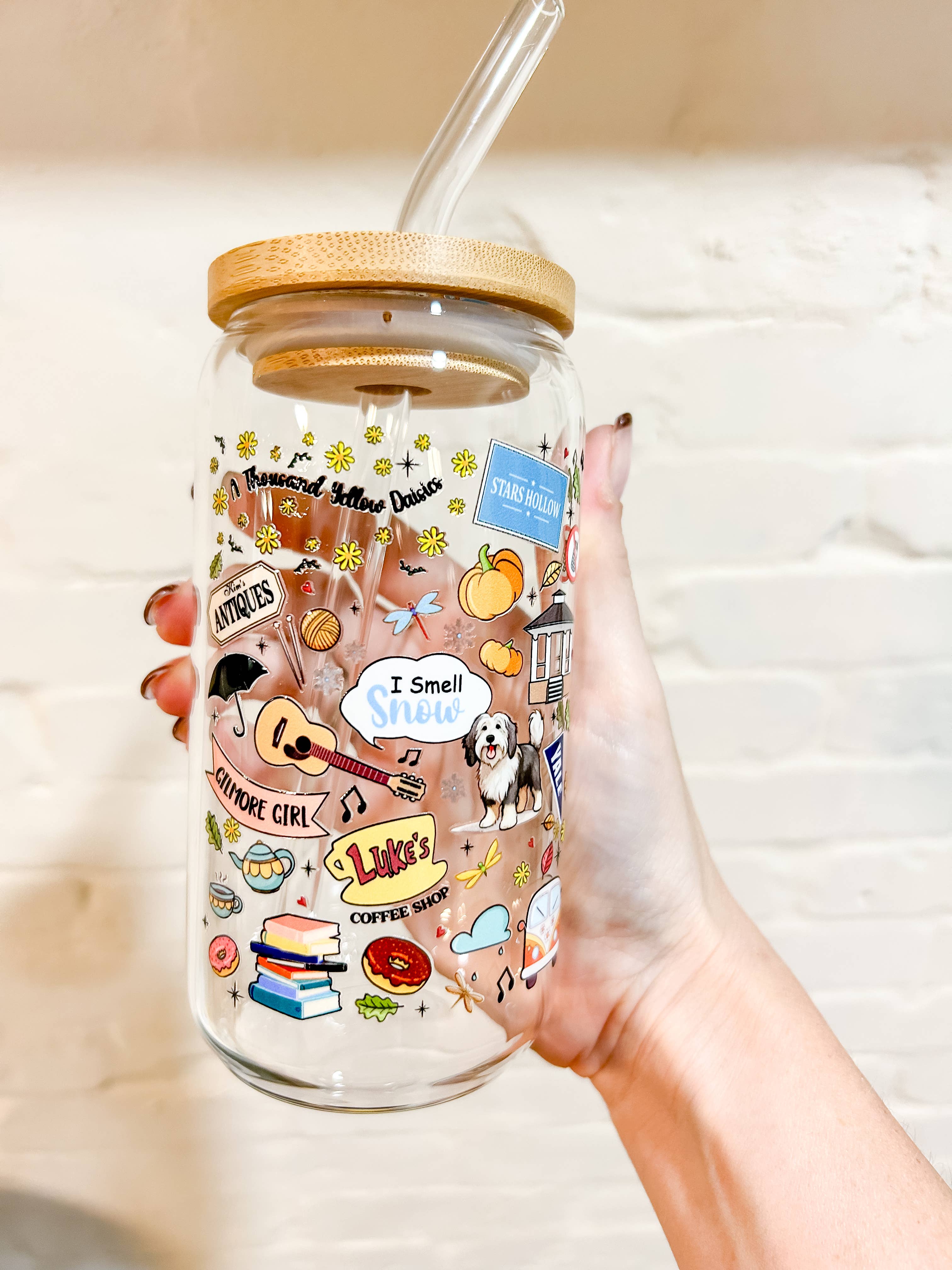 LovealwaysDesignsUS - Wholesale Drinking Glass/Cup - Gil girls iced coffee glass; mug; tumbler 1