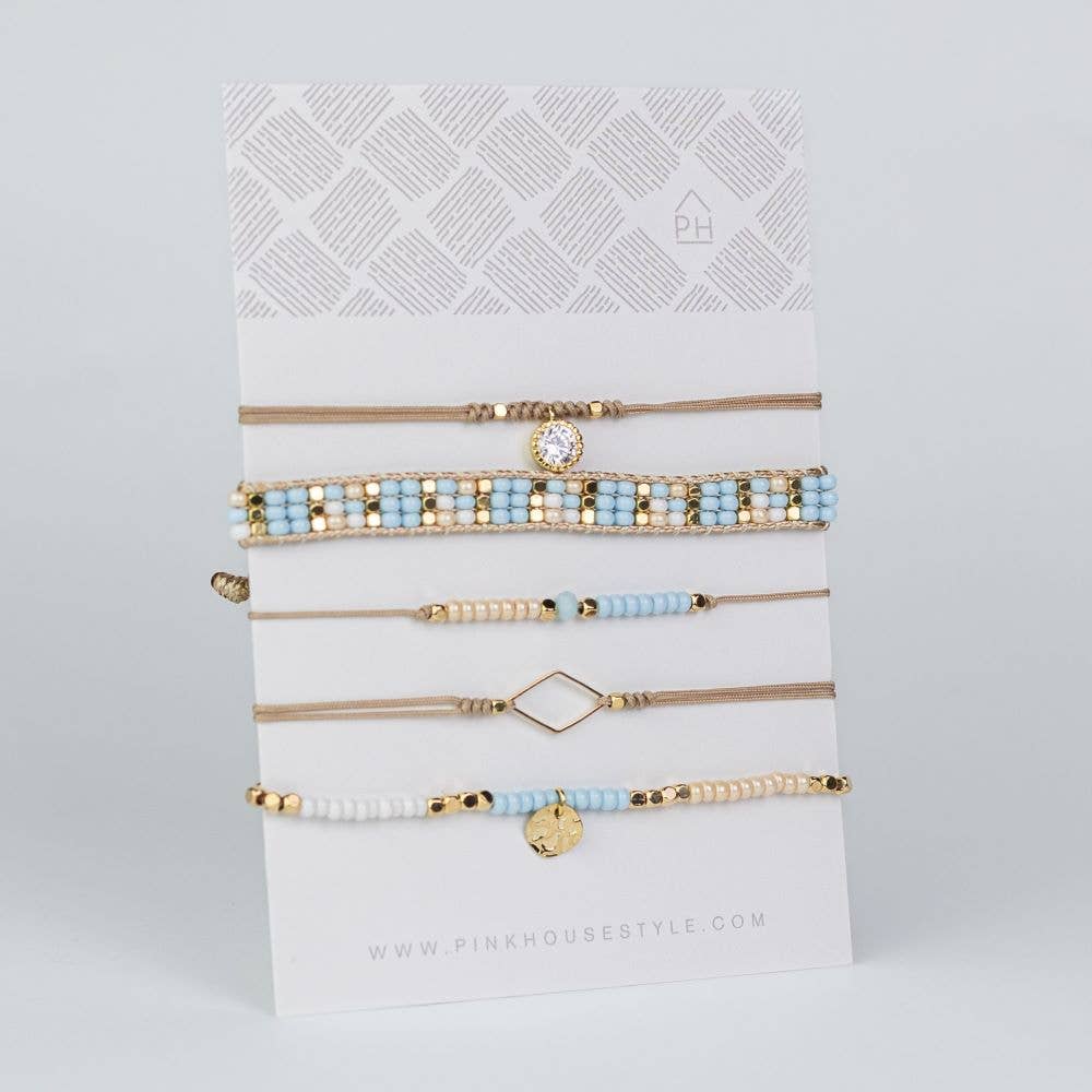 Pink House Imports - Wholesale Beaded Bracelet - Czech Glass Bead Pull Bracelets Set/51