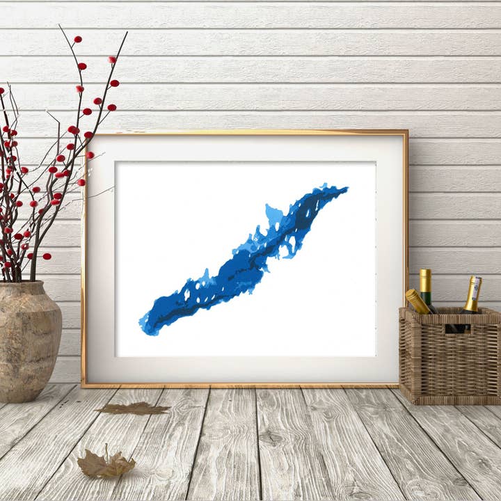 Bathymetrische kaart van Rice Lake Paper voor wholesale door Cardtography