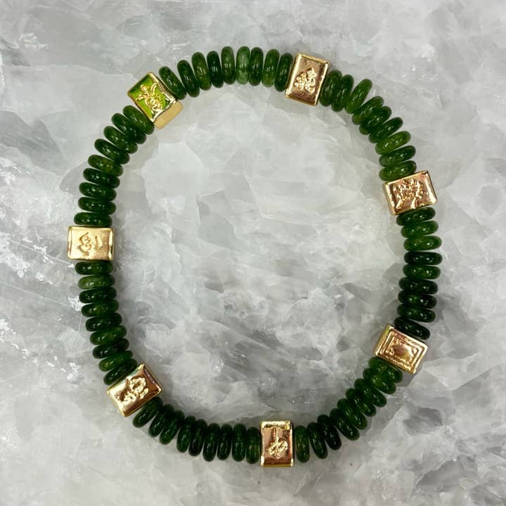 Kralen Mahjong Armband - Bosgroen voor wholesale door Lauren Ferrell Designs