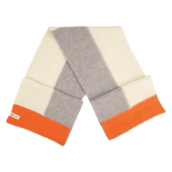 Lambswool Purl Scarf - Block - Frosty Grey for wholesale by Mars Knitwear