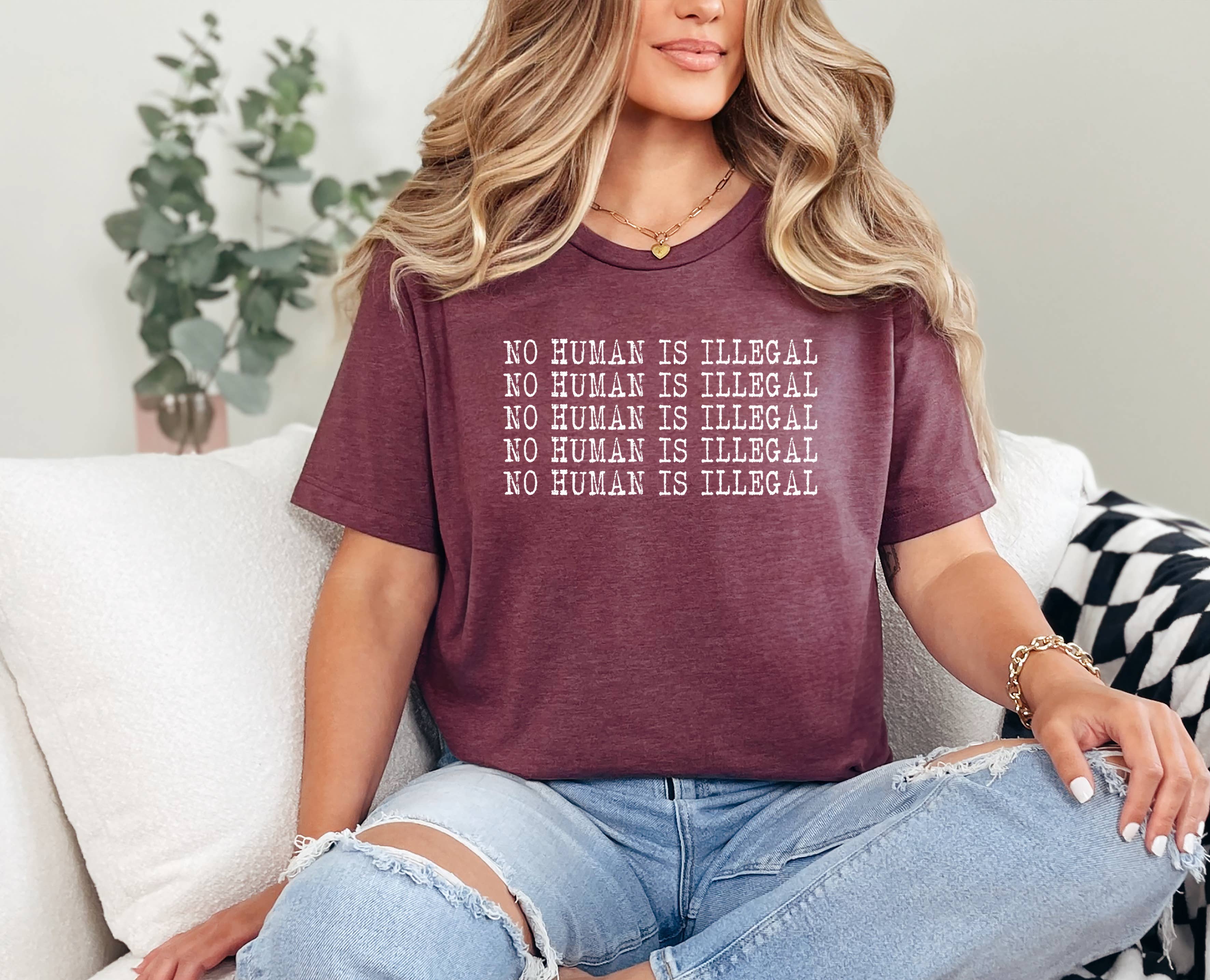 Tee Story - Wholesale Screen Printed T-Shirt - Women's - No Human Is Illegal Shirt, Political Shirt, Protest Shirt2