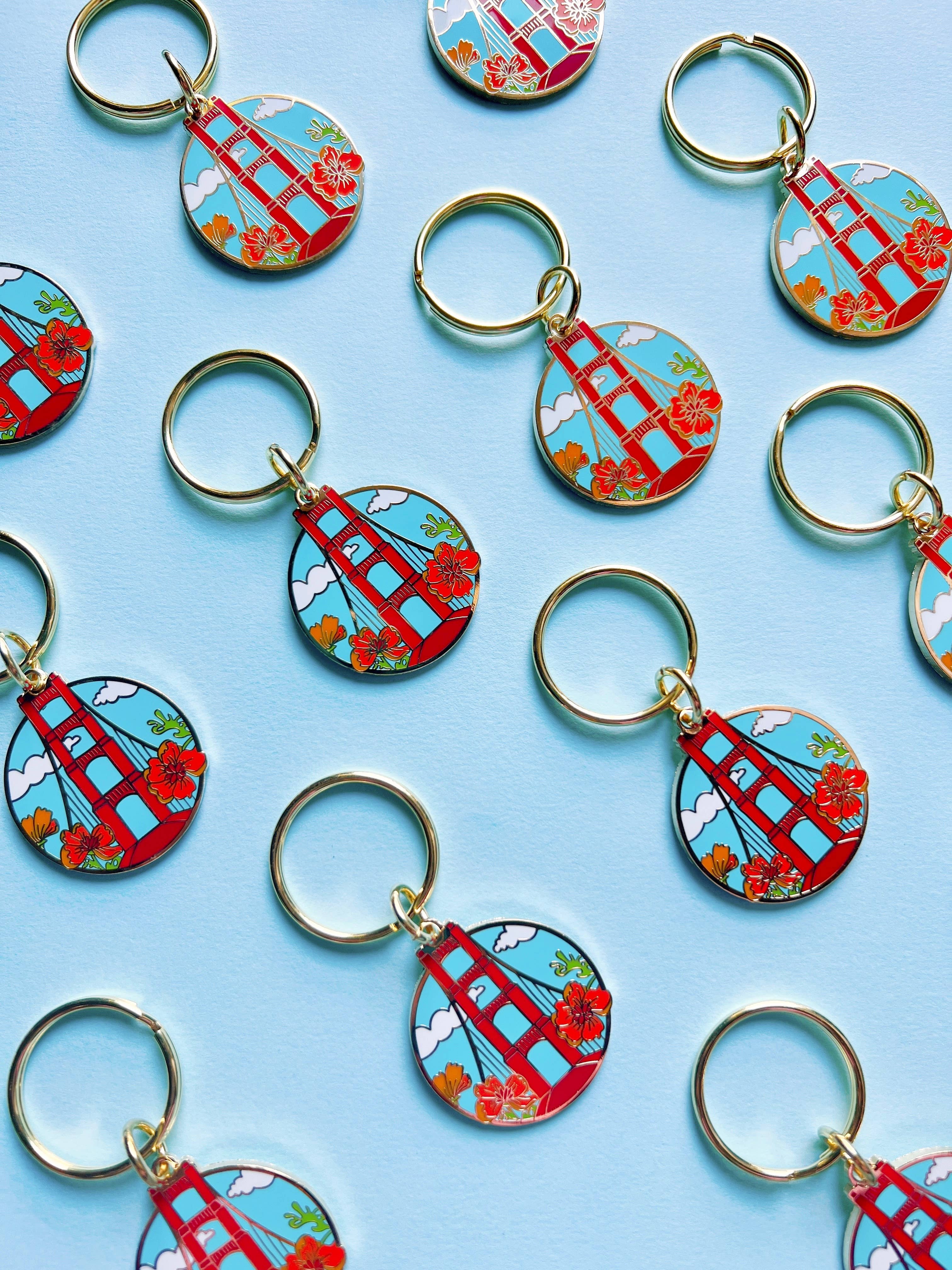 Brenna Daugherty Illustration - Wholesale Keychain - Women's - San Francisco Golden Gate Bridge Enamel Keychain2