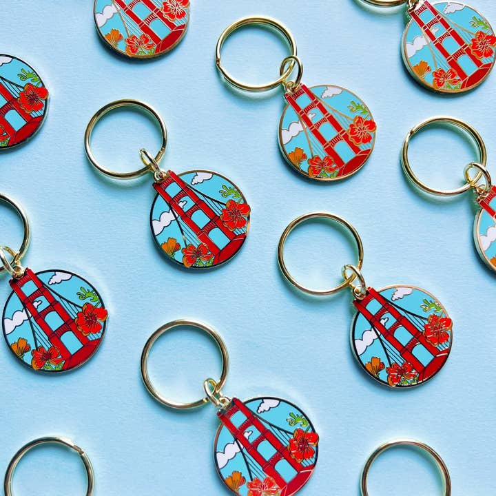 Brenna Daugherty Illustration - Wholesale Keychain - Women's - San Francisco Golden Gate Bridge Enamel Keychain2