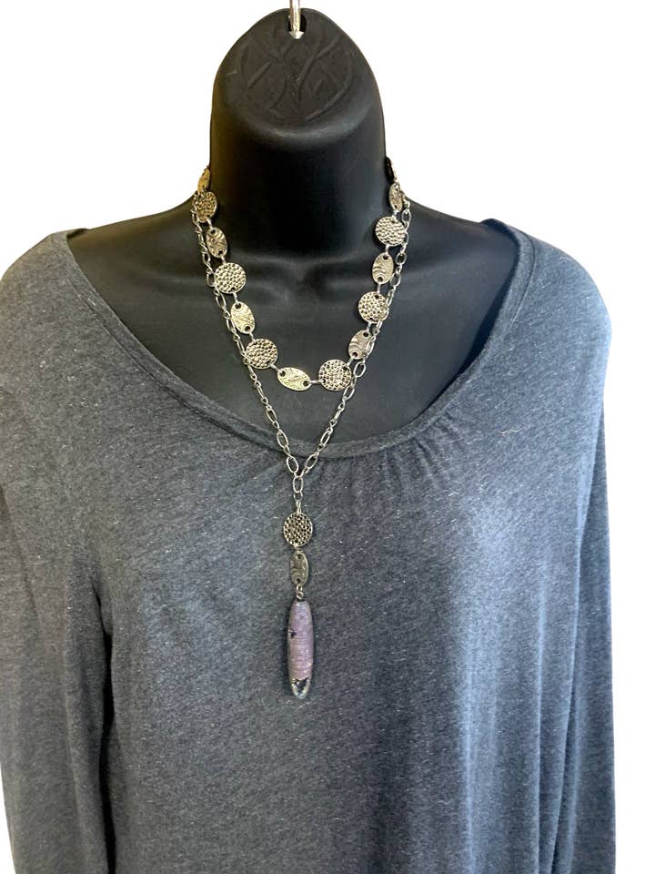 Elektropläterad Agat hänge och kedja halsband för wholesale av Ciao Bella Jewelry Inc