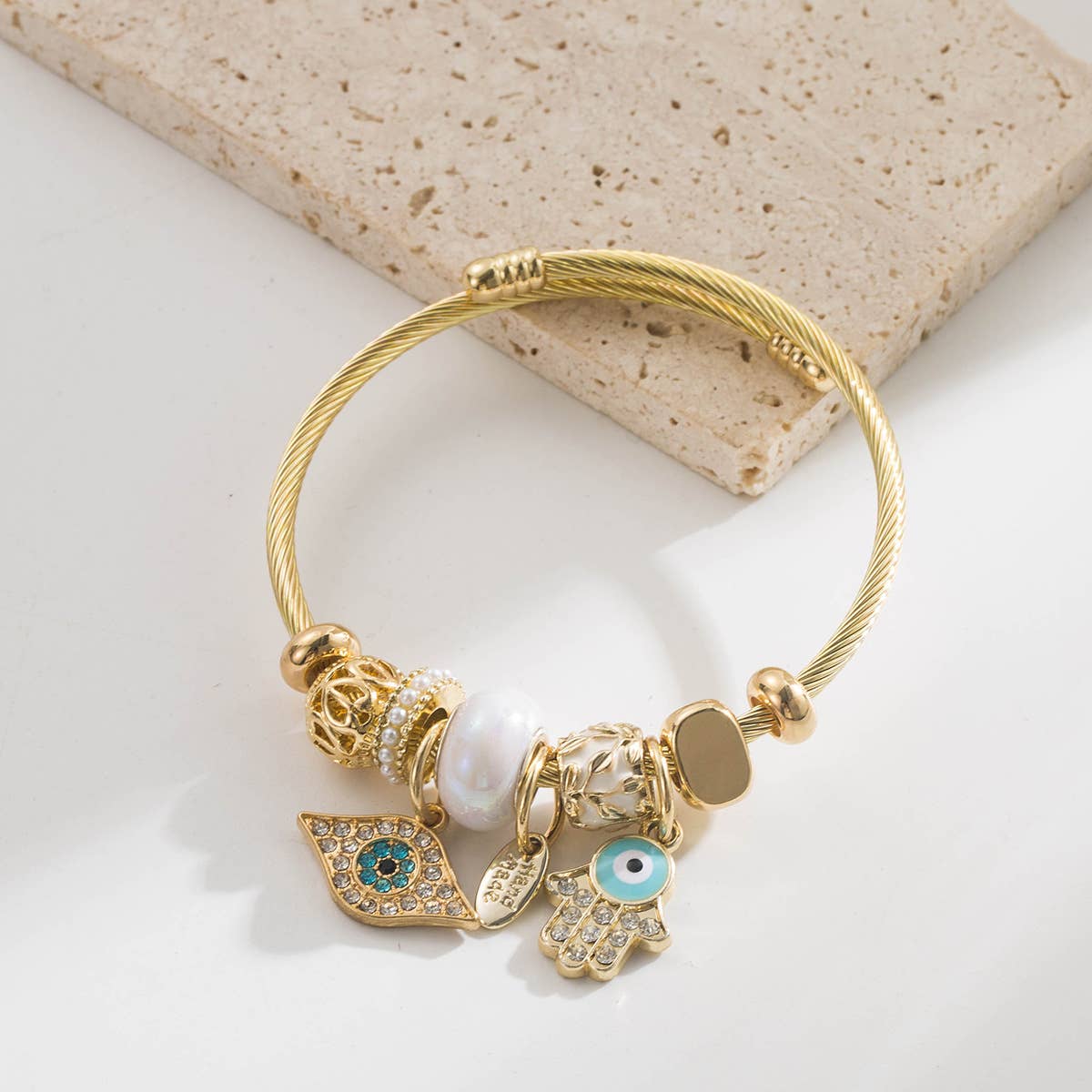 ACCITY - Wholesale Charm/Dangle Bracelet - Beaded Evil Eye Hand Charm Adjustable Bracelet_CWAJE059190