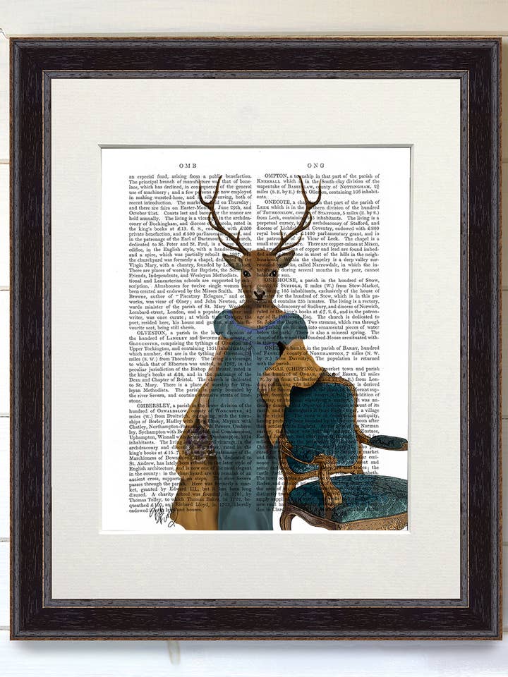 Deer in Blue Dress, Book Print / Art Print / Wall Art for wholesale by FabFunky Ltd