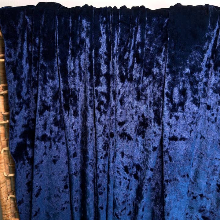 GalaTextile – wholesale Fabric – Navy Crushed Stretch Velvet Fabric by Yard, Navy Blue Stretch Material, Dark Blue Velvet with Spandex for Dresses, Bows, Backdrop Curtains5