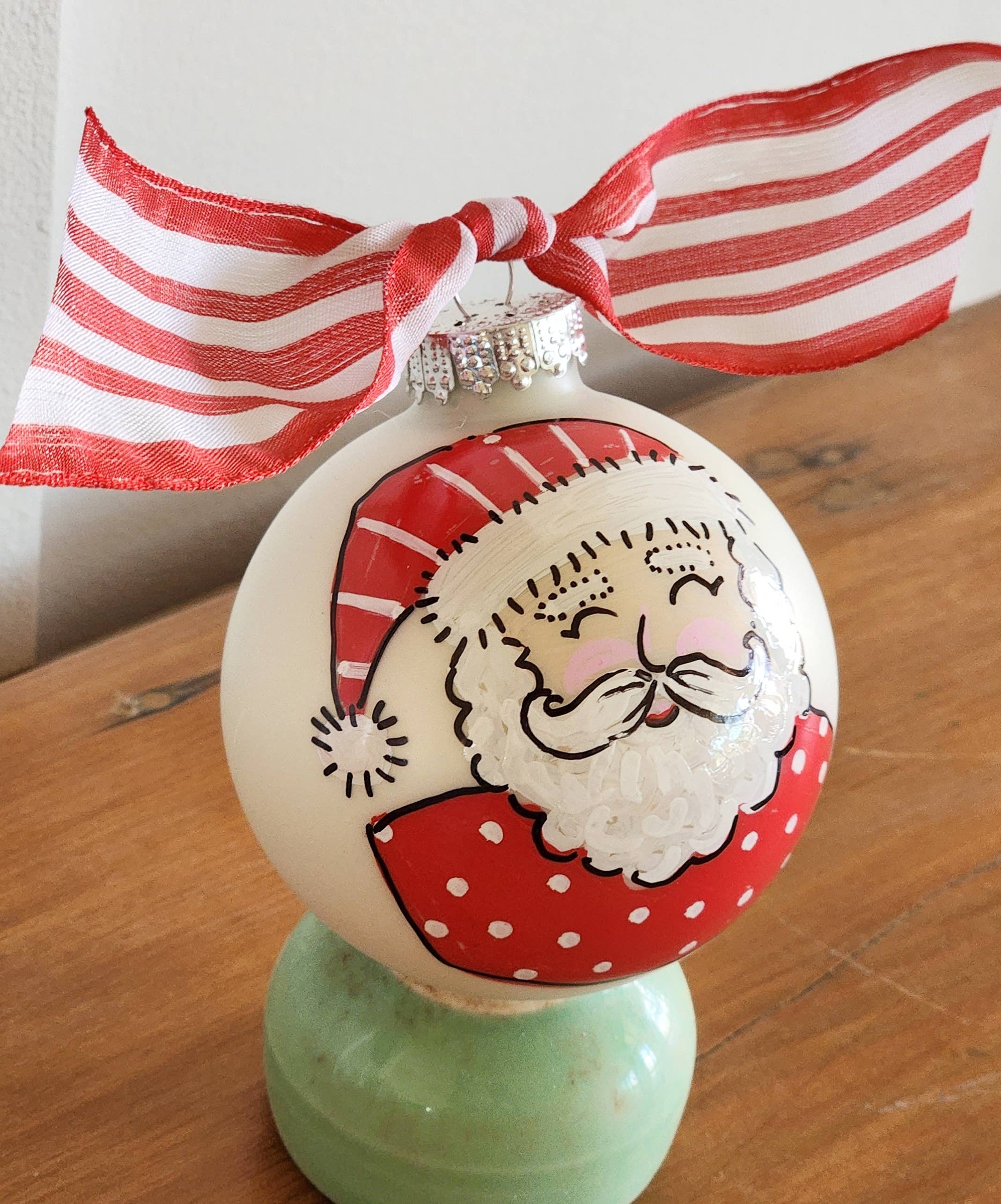 Kirsten in Color - Wholesale Ornament - Santa face Hand Painted Glass Ball Ornament 3
