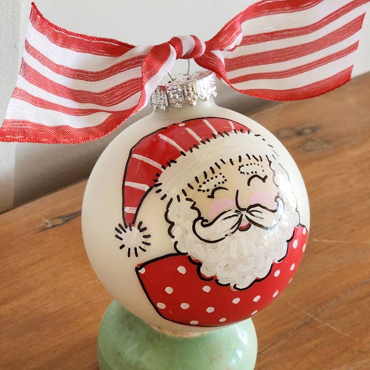 Kirsten in Color - Wholesale Ornament - Santa face Hand Painted Glass Ball Ornament 3