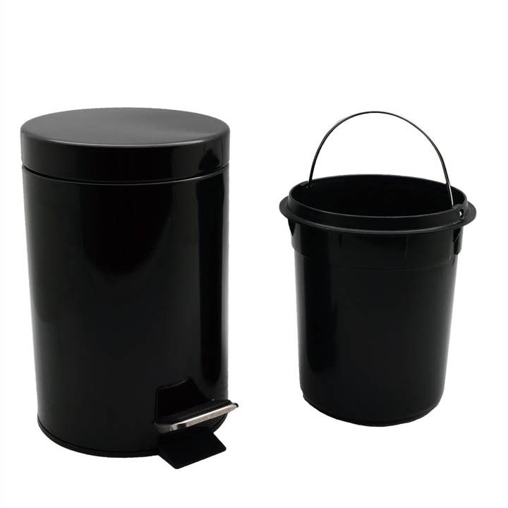 Rinkit Ltd - Wholesale Trashcan/Trash Bin - Harbour Housewares Pedal Bin With Inner Bucket Black 3L5