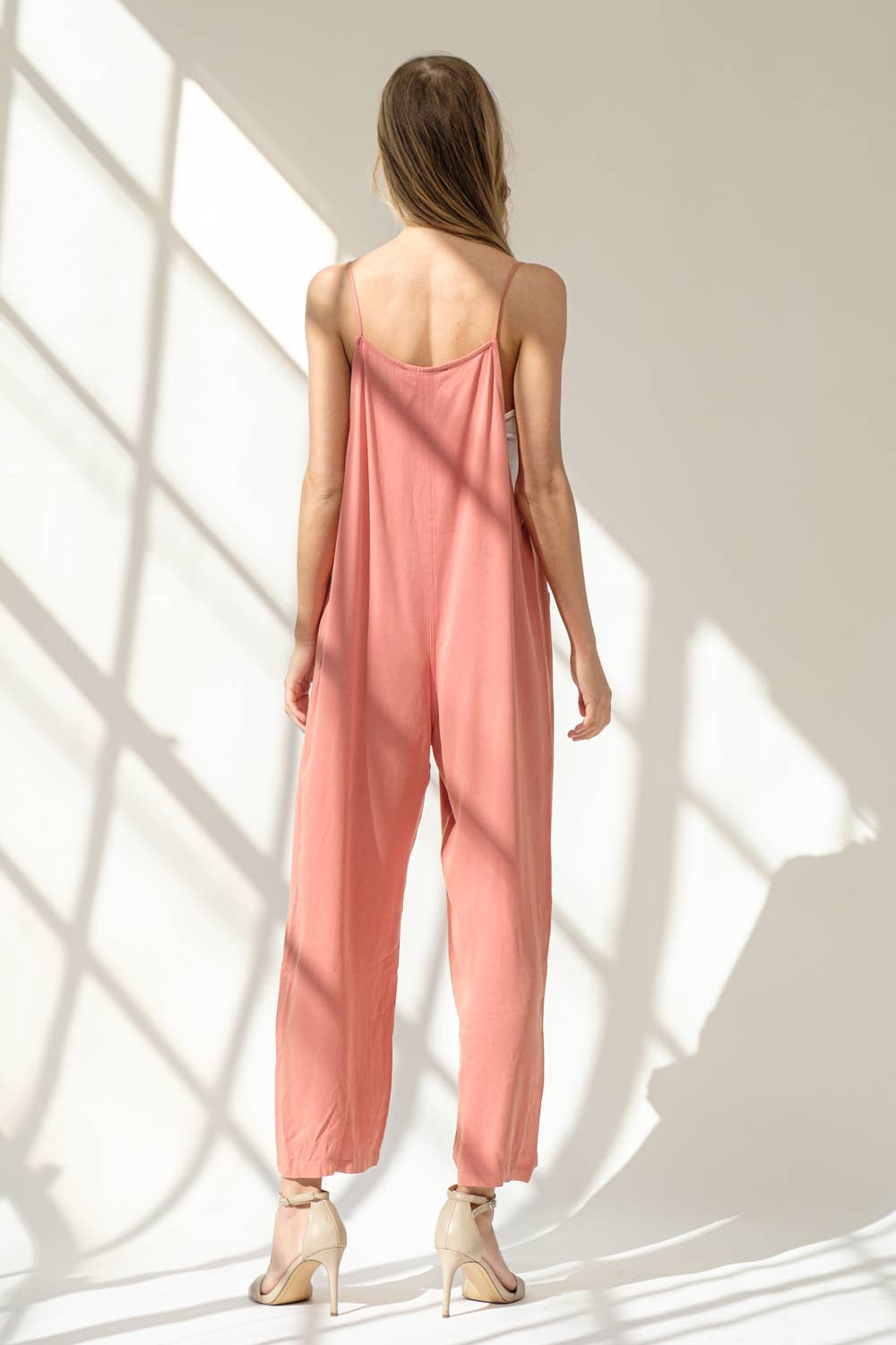 Blue B - Wholesale Jumpsuit - Women's - 32648R -Linen Feel Woven Tie Strap Button Up Pocket Jumpsuit6