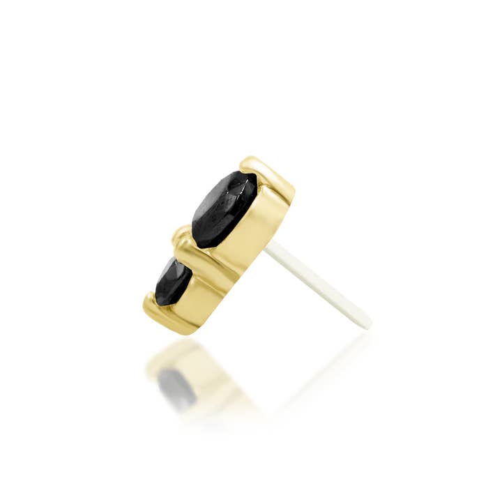 Piercing-zone - Wholesale Single Earring - Aman – Black CZ – 14K Gold Threadless End2