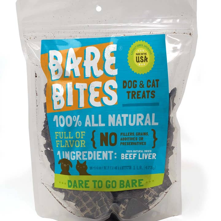 Mr. Peanut's - Wholesale Pet treats – Dog - Bare Bites 100% All Natural Dehydrated Beef Liver Dog and Cat Treats, 1LB - Made in USA