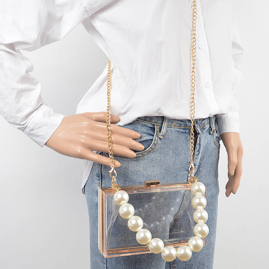 Duidelijk Pearl handvat transparante frame koppeling voor groothandel op Faire3