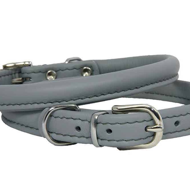 Collare Tubolare in Pelle Grigia per la vendita all'ingrosso da parte di Earthbound Italia